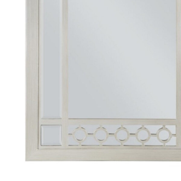 Nic 40 Inch Accent Mirror, Beveled Wood Frame Portrait, Silver