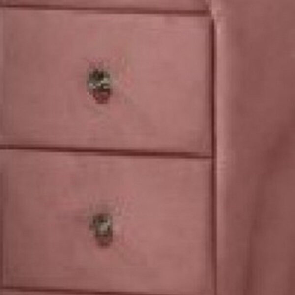 Sin 29 Inch Modern Nightstand, 2 Drawers, Round Metal Knobs, Velvet, Pink