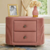 Sin 29 Inch Modern Nightstand, 2 Drawers, Round Metal Knobs, Velvet, Pink