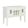 Zav 48 Inch Console Sideboard Buffet Bar Wine Cubbies, Faux Diamond Top, White
