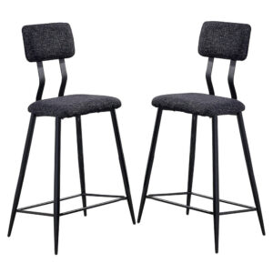 30 Inch Bar Height Chair, Padded Seating, Metal Legs, Black