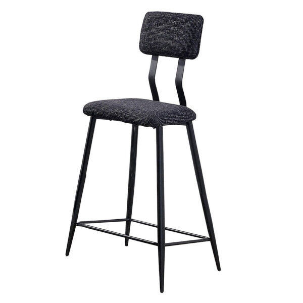 30 Inch Bar Height Chair, Padded Seating, Metal Legs, Black