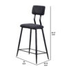 30 Inch Bar Height Chair, Padded Seating, Metal Legs, Black