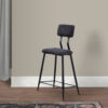 30 Inch Bar Height Chair, Padded Seating, Metal Legs, Black