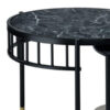 40 Inch 2 Piece Nesting Coffee Table, Faux Marble Top, Glass Shelf, Black