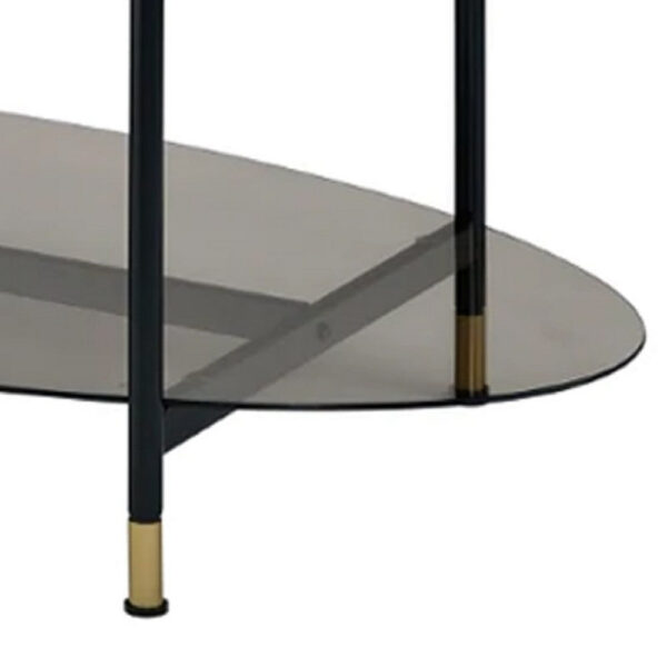 40 Inch 2 Piece Nesting Coffee Table, Faux Marble Top, Glass Shelf, Black