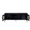 13022026698f1816e32b3.jpeg 60 Inch TV Entertainment Center, Rattan Front 2 Cabinet, Metal Legs, Black