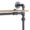 Ley 18 Inch Wood Wall Mount Double Shelf, Metal Pipe Design, Brown, Black