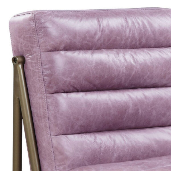 13022026698f185693272.jpeg 22 Inch Top Grain Leather Accent Chair, Metal Frame, Tufted Channel, Purple