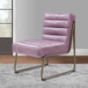 13022026698f185e8b5aa.jpeg 22 Inch Top Grain Leather Accent Chair, Metal Frame, Tufted Channel, Purple