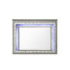 48 Inch Wood Mirror, LED, Mirrored Trim, Landscape, Light Gray
