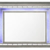 48 Inch Wood Mirror, LED, Mirrored Trim, Landscape, Light Gray
