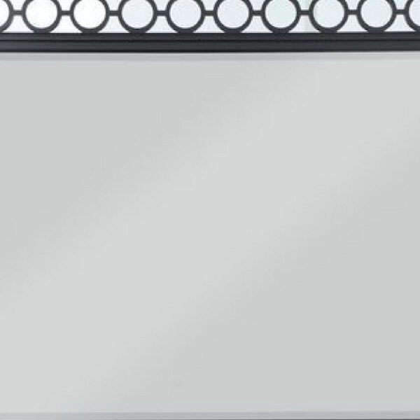 Koda 52 Inch Wall Mirror, Molded Trim, Circular Cut Out Design, Black