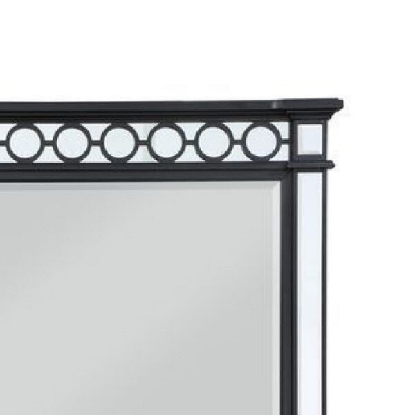 Koda 52 Inch Wall Mirror, Molded Trim, Circular Cut Out Design, Black