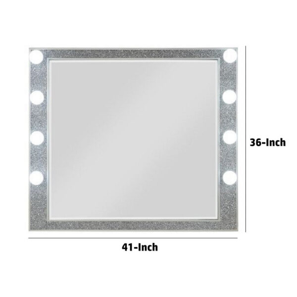 13022026698f18bd9f90b.jpeg 41 Inch Wall Mirror, Faux Crystals Inlay, 8 Bulb Sockets, Silver