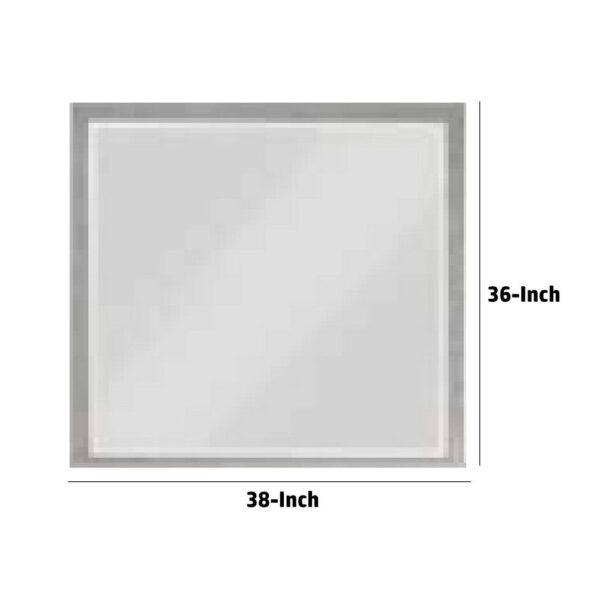 Jody 38 Inch Wall Mirror, Rectangular Wood Frame, Gray