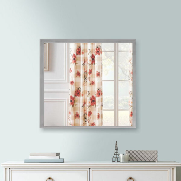 Jody 38 Inch Wall Mirror, Rectangular Wood Frame, Gray