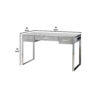 San 50 Inch Textured Vanity Desk with Round Mirror, Metal Sled Base, Chrome