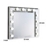 32 Inch Square Lighted Wall Mirror, 12 Bulb Sockets, Mirrored Frame, Silver