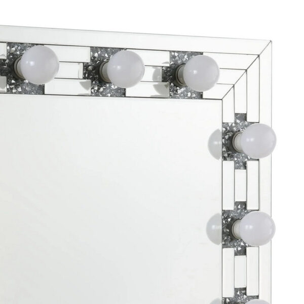 13022026698f192ba1464.jpeg Zaff 32 Inch Modern Glam Lighted Mirror, 12 Sockets, Faux Diamonds, Silver