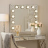 13022026698f19352fc32.jpeg Zaff 32 Inch Modern Glam Lighted Mirror, 12 Sockets, Faux Diamonds, Silver