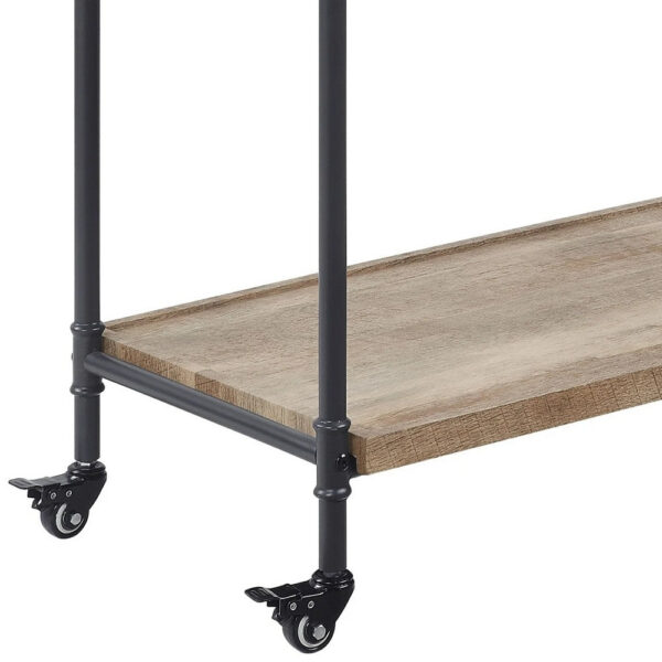 13022026698f193e36e73.jpeg Vida 38 Inch Serving Bar Cart, Pipe Frame, Locking Casters, Brown, Black