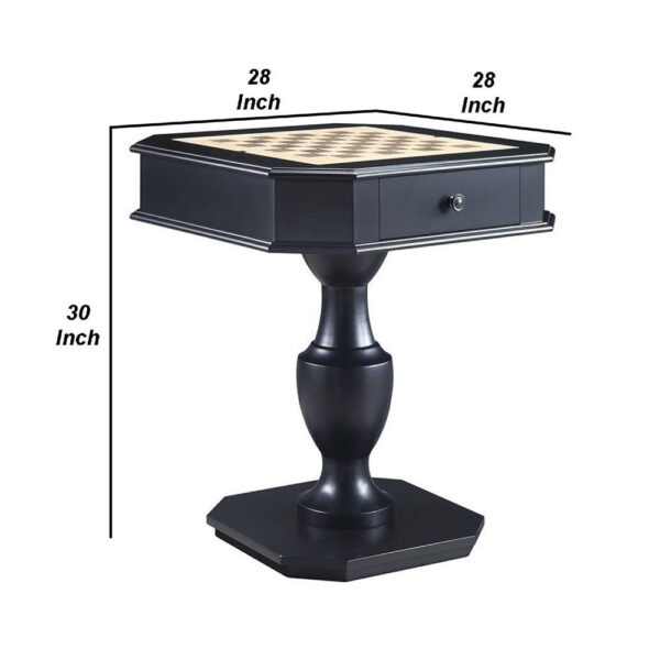 13022026698f194ede99b.jpeg Susy 28 Inch Wood Reversible Board Game Table with Pedestal Stand, Black