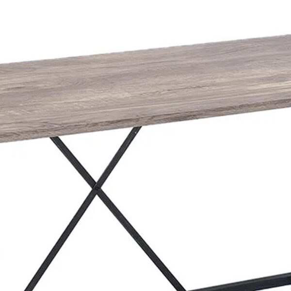 48 Inch Console Desk Table, Metal Chain Base, Oak Brown, Black