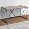 48 Inch Console Desk Table, Metal Chain Base, Oak Brown, Black