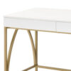50 Inch Desk Console Table, 2 Drawers, Metal Inverted U Frame, White, Gold