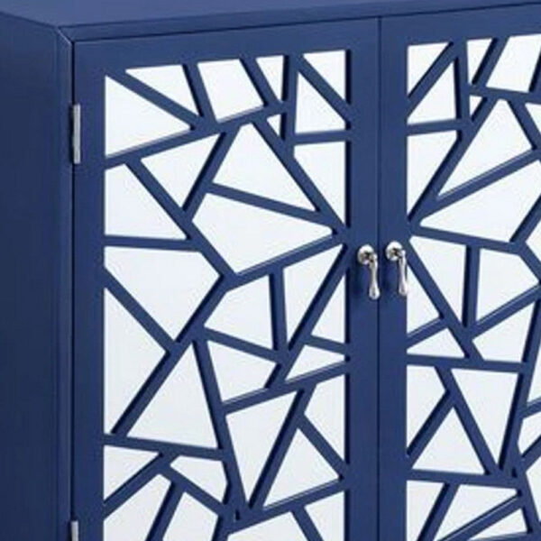 33 Inch 2 Door Mirrored Console Sideboard Cabinet with Shelf, Blue