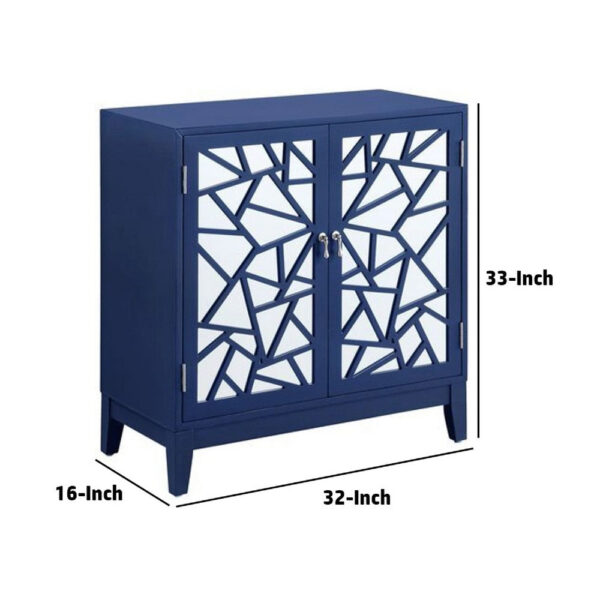 33 Inch 2 Door Mirrored Console Sideboard Cabinet with Shelf, Blue