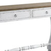 48 Inch 2 Drawer Console Table, Ring Metal Handles, Distressed White