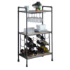 Wine Bottle Rack with 2 Tier Shelves and Metal Frame, Gray