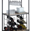 Wine Bottle Rack with 2 Tier Shelves and Metal Frame, Gray