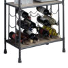 Wine Bottle Rack with 2 Tier Shelves and Metal Frame, Gray
