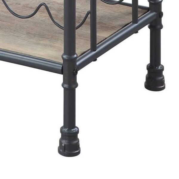 Wine Bottle Rack with 2 Tier Shelves and Metal Frame, Gray