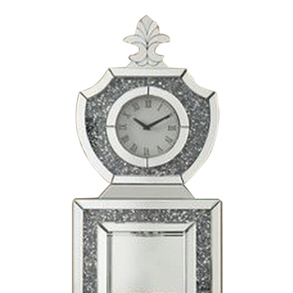 Grandfather Clock with 4 Compartments and Mirror Frame, Silver