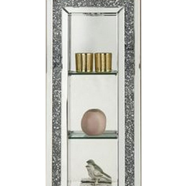 Grandfather Clock with 4 Compartments and Mirror Frame, Silver