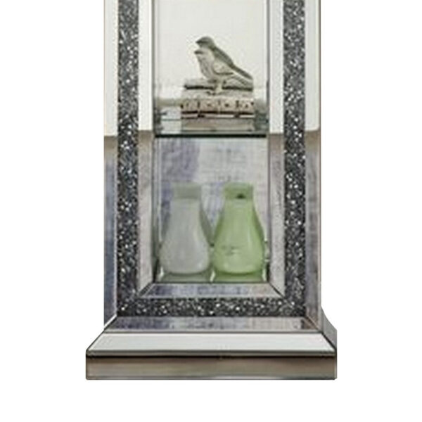 Grandfather Clock with 4 Compartments and Mirror Frame, Silver