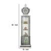 Grandfather Clock with 4 Compartments and Mirror Frame, Silver