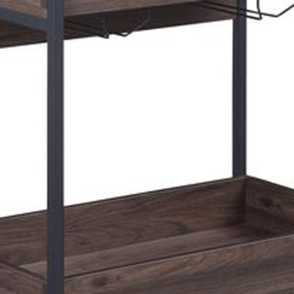 13022026698f19ae7b538.jpeg 2 Tier Serving Cart with Wooden Shelves and Metal Frame, Brown