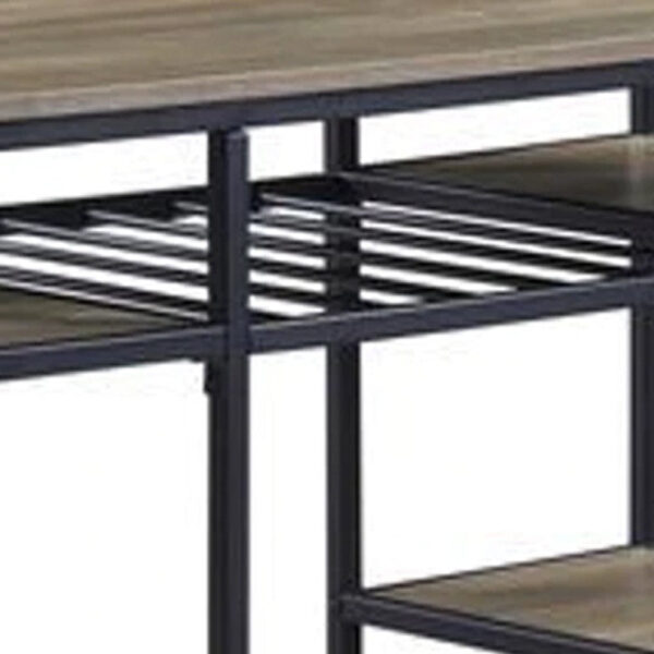 Kitchen Island with Slatted and Bottom Shelves, Oak Brown