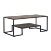 Coffee Table with 1 Open Shelf and Tubular Frame, Oak Brown
