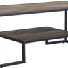 Coffee Table with 1 Open Shelf and Tubular Frame, Oak Brown