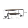 Coffee Table with 1 Open Shelf and Tubular Frame, Oak Brown