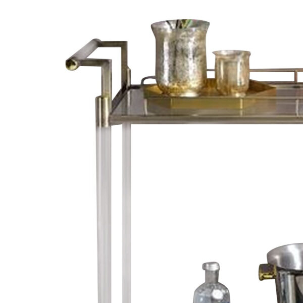 13022026698f19db4fbba.jpeg 2 Tier Serving Cart with Acrylic and Metal Frame, Brass