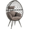 Patio Lounge Chair with Wicker Geometric Pattern, Black