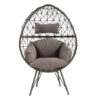Patio Lounge Chair with Wicker Geometric Pattern, Black