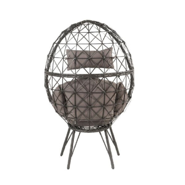 Patio Lounge Chair with Wicker Geometric Pattern, Black